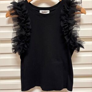 &merci Black Ruffle Sleeve Tank